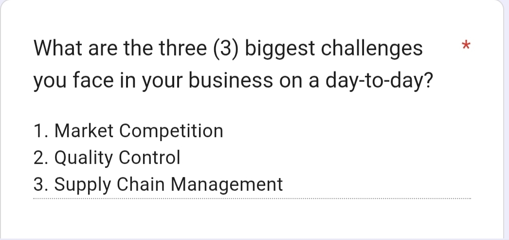 Survey response 1